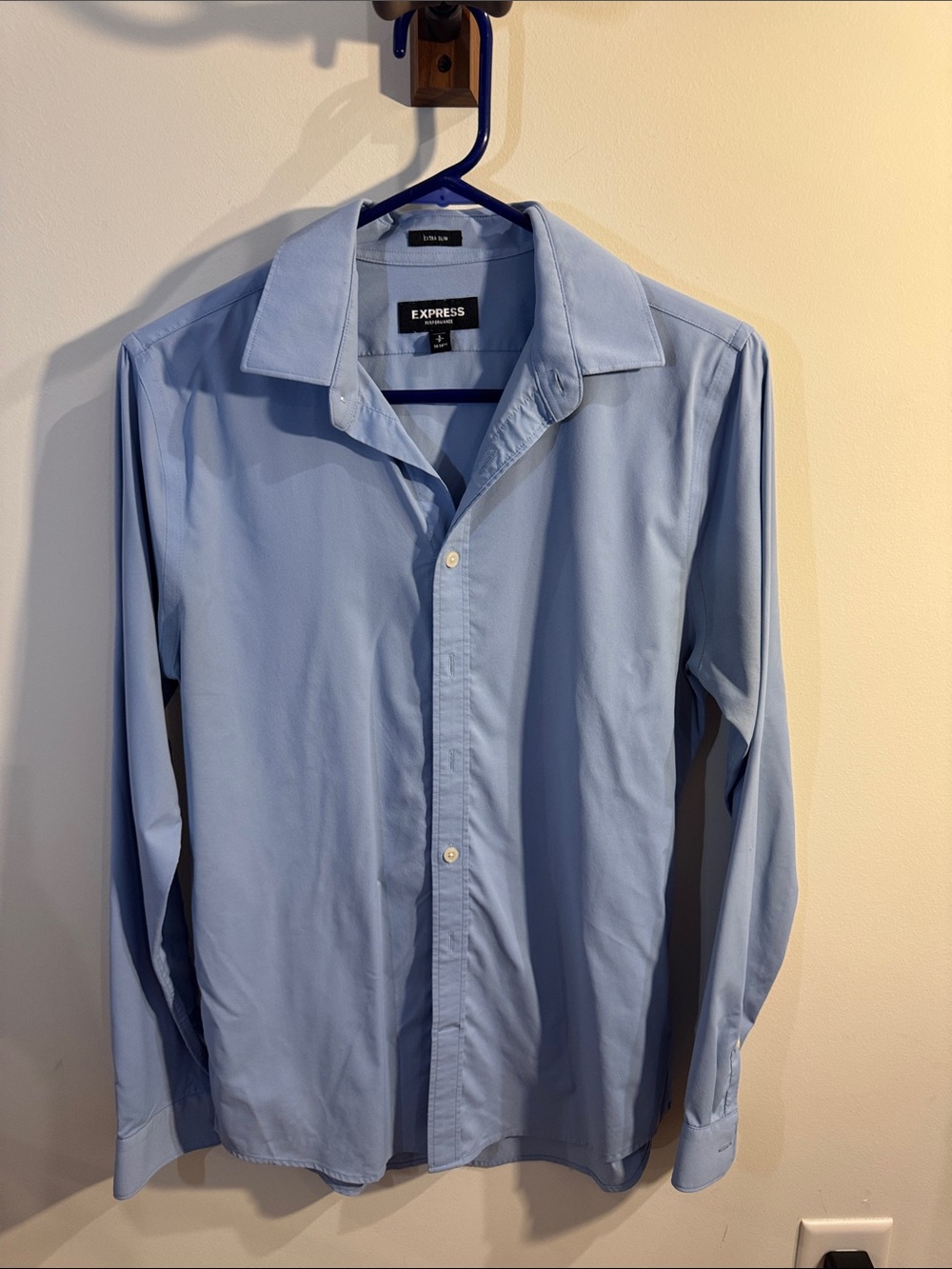 Express Light Blue Mens Dress Shirt - Classic Collared Button-Up